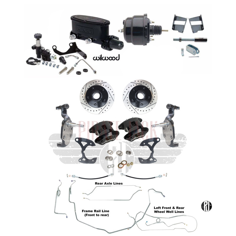 1958-1968Chevy Impala 2″ Drop Disc Brake Kit Lines & Wilwood Calipers & Master