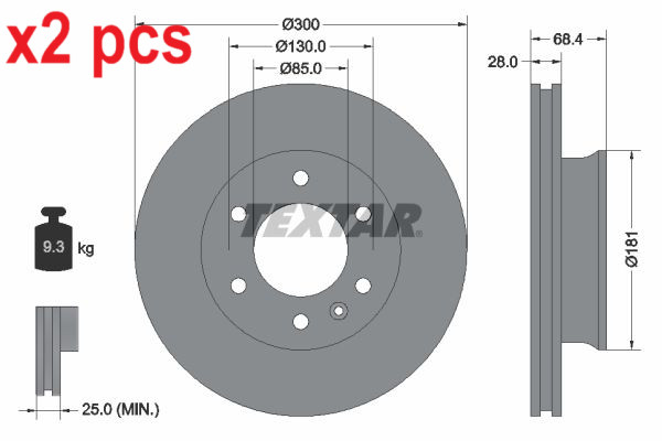 X2 PCS L&R SIDES BRAKE DISC 93143203
