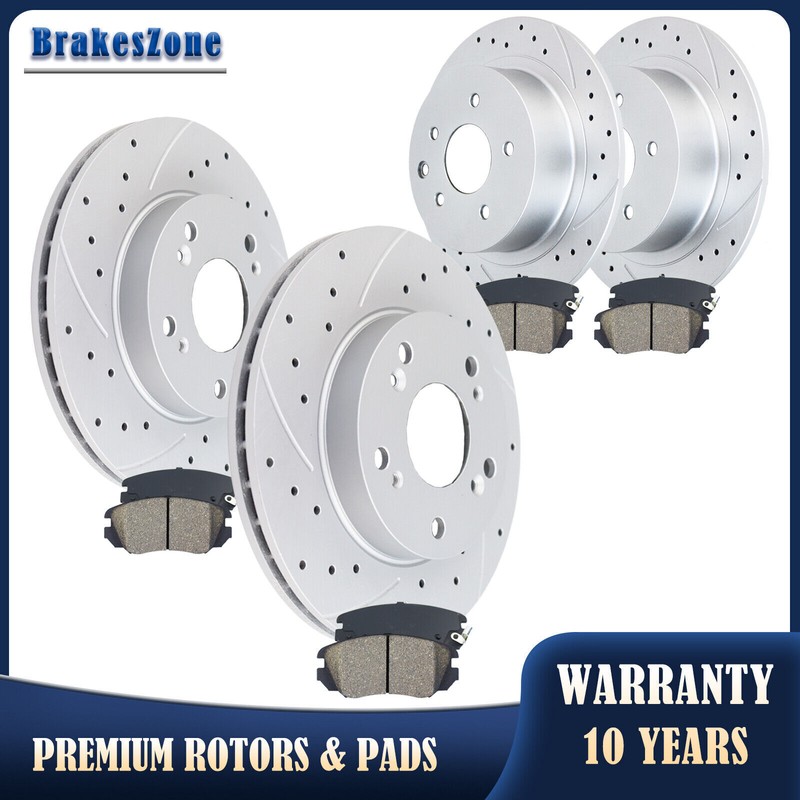Front & Rear Brake Rotors Pads fit for Honda Civic EX 2006-2011 Slotted Brakes