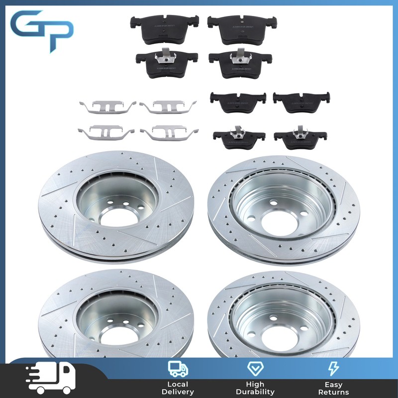 Front & Rear Drilled Brake Rotor & Ceramic Brake Pad For BMW 328i xDrive 330i
