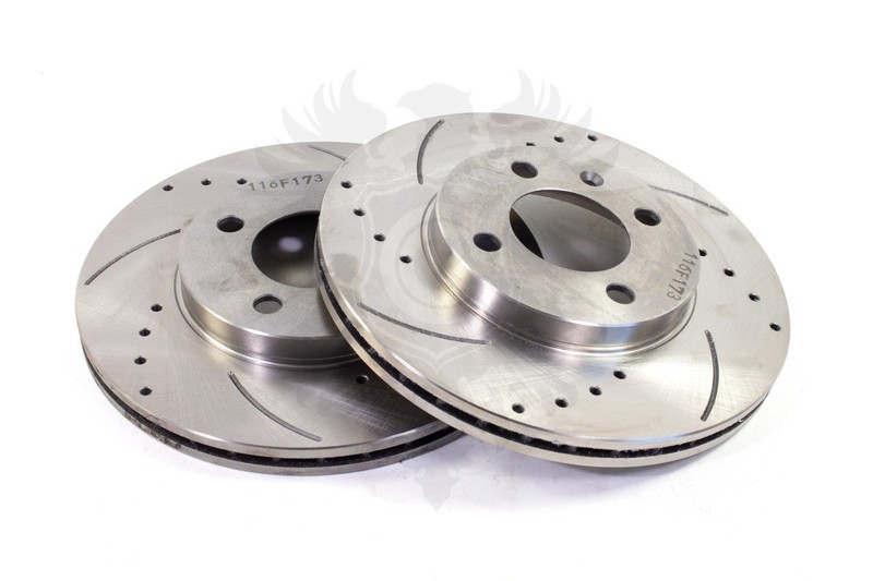 VW Brake Rotor Set 256mm 4×100 Mk2 Mk3 B4 Front Drilled & Slotted 1HM615301E0