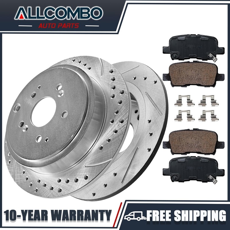 Rear Drilled Brake Rotors Ceramic Pads Kit for Honda Pilot Acura MDX