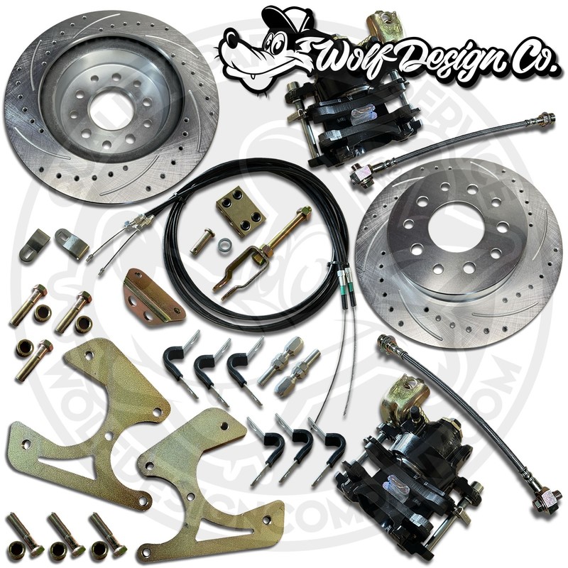 Oldsmobile 442 & Cutlass Rear Disc Brake Conversion Kit Black E-Brake Calipers