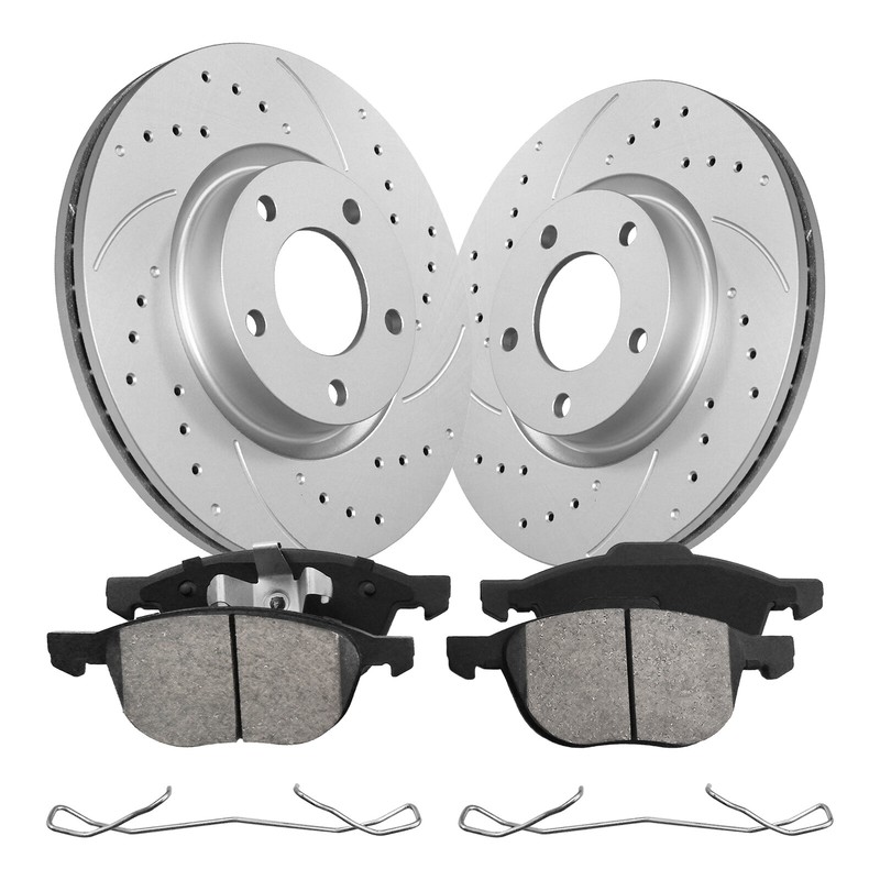 Front Drilled Slotted Disc Rotors Ceramic Brake Pads for 2004 - 2012 Mazda 3 5 gallery