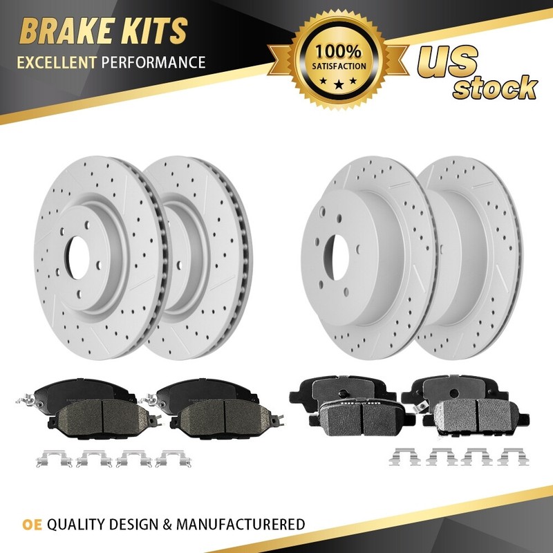 Front & Rear Drilled Rotors + Ceramic Pads for 2015 2016 – 2022 Nissan Murano