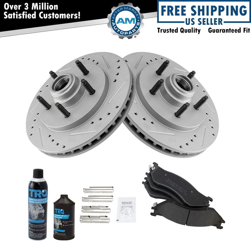 Front Metallic Brake Pad & Performance Coated Rotor Kit w/Chemicals
