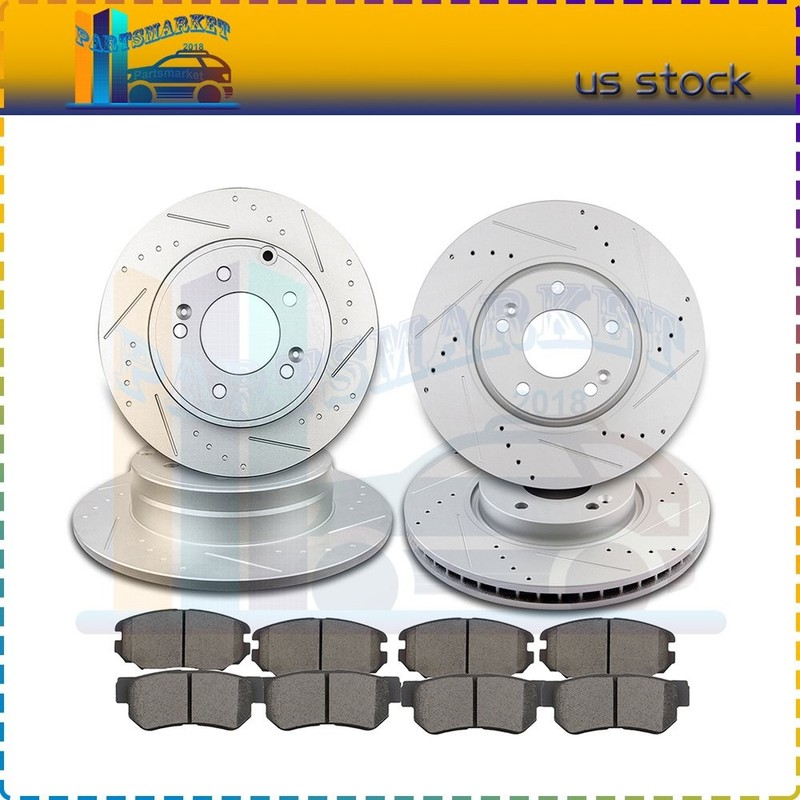 2X Front & 2X Rear Discs Brake Rotors Pads For 2005-2008 For Hyundai For Sonata