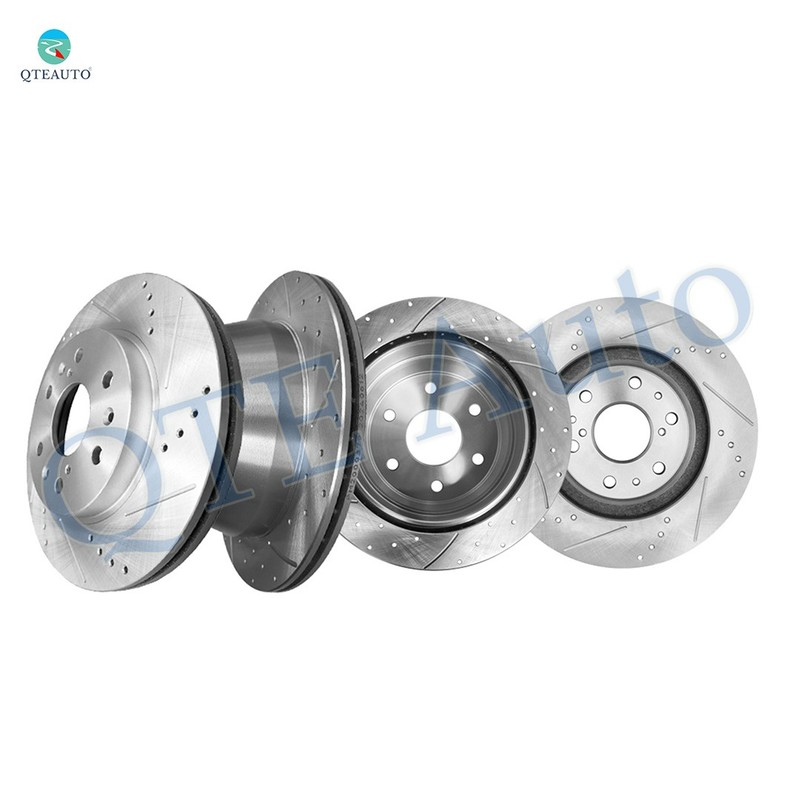 4PC Front 329.95mm-Rear 325mm Drilled Brake Rotors For 2005-2007 GMC Sierra 1500