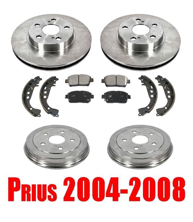 Front Rotors Rear Drums Front Brake Pads Rear Brake Shoes for Toyota Prius 04-08