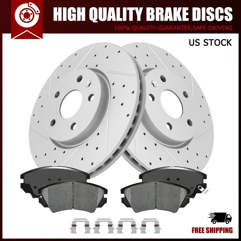 Front Drilled Brake Rotors & Ceramic Pads for 2010 2011-2015 Chevy Camaro LS LT