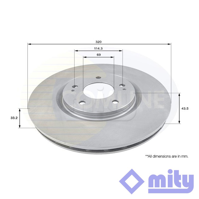 Fits Mitsubishi Lancer 1998-2007 2.0 Brake Disc Front Mity #1 MR370723