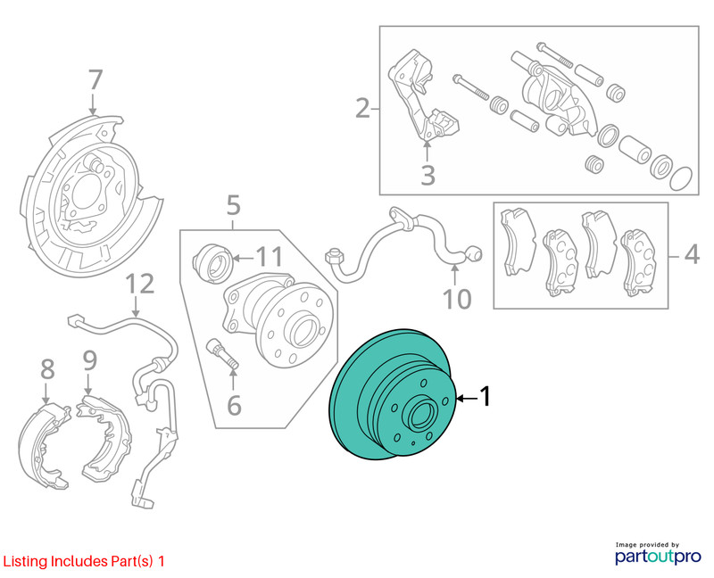 Rear Rotor from 2011 Toyota Camry 12358919 gallery