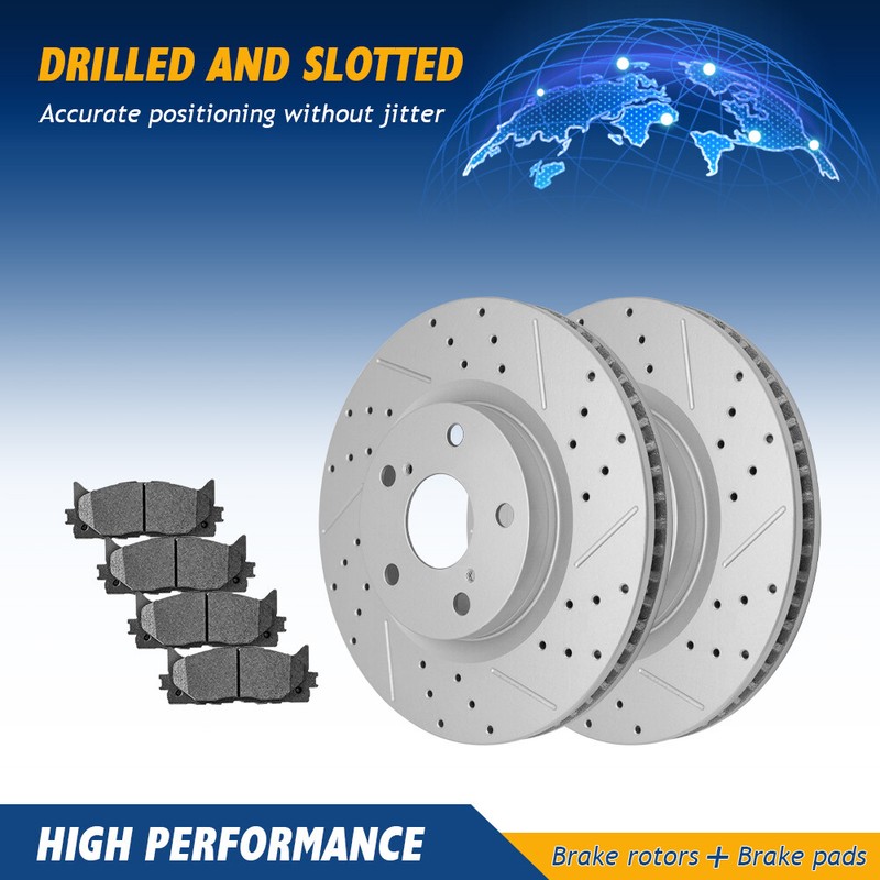 Front Drilled Brake Rotors & Ceramic Pads For Toyota Camry Avalon Lexus ES350
