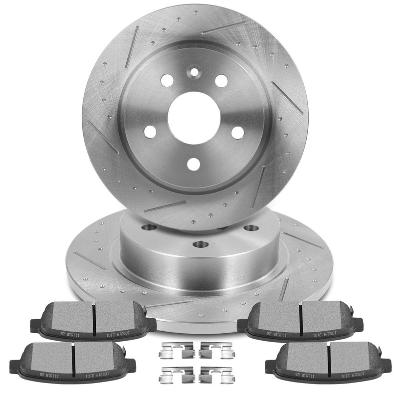 Rear Brake Drilled & Slotted Rotors & Pads For 2013-2016 Chevrolet Sonic