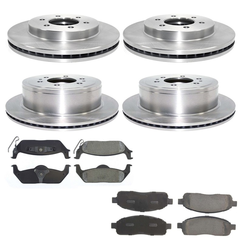 Front Rear Disc Rotors & Brakes Pads Set 8 Pcs for 04-08 Ford F-150 Mark LT 4WD