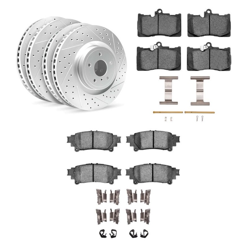 For Lexus RC300 16-21 R1 Concepts 3-Pc Drilled & Slotted Disc Brake Rotor Kit