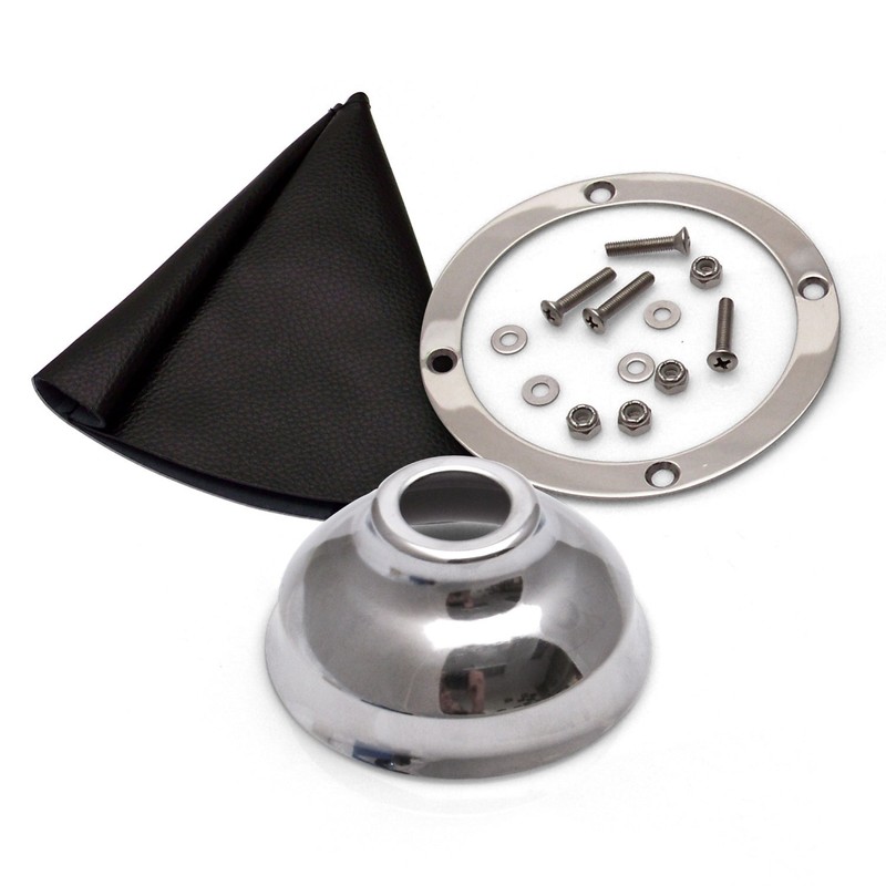 Vertical Shift or Emergency Brake Black Boot, Silver Ring and Cap ASCSB101BKTR