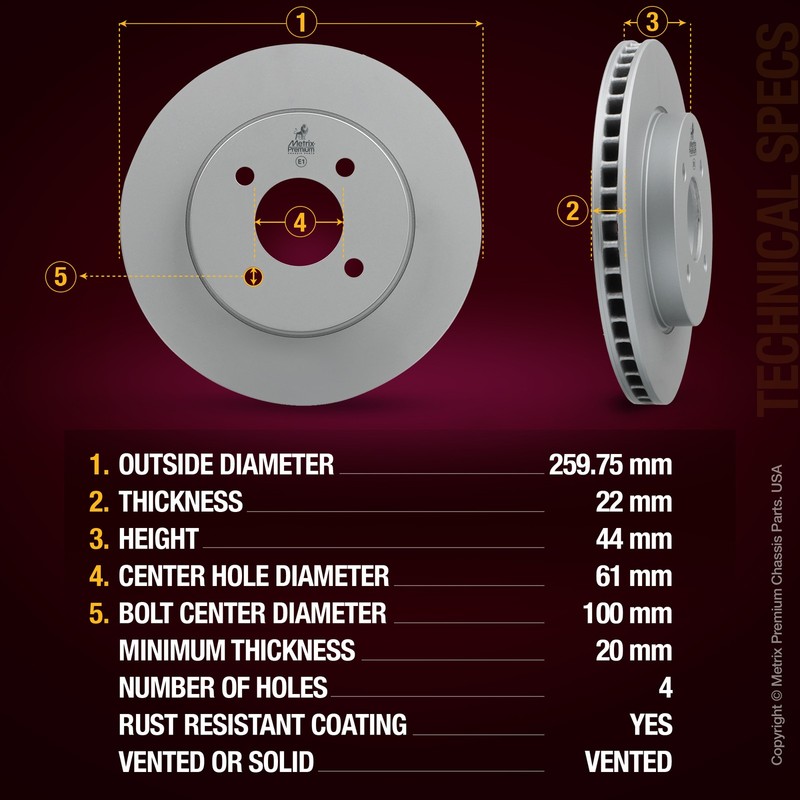 Front Disc Brake Rotor for 15-17 Nissan Micra 12-19 Versa 14-19 Versa Note 2PC gallery
