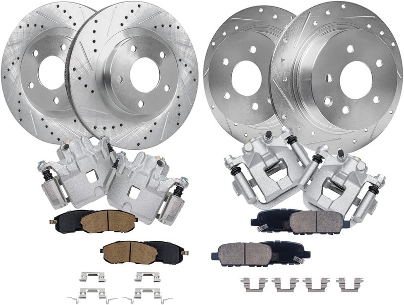 Front & Rear Brake Pads Calipers Rotors for 2002-2006 Nissan Altima