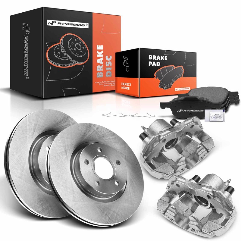Front Disc Brake Rotors & Pads + Brake Caliper for Ford Escape 2013 2.5L 1.6L