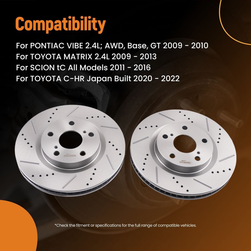Front Brake Rotors Kit For Pontiac Vibe 2009-2010 Lexus ES350 2007-2018 S31434 gallery