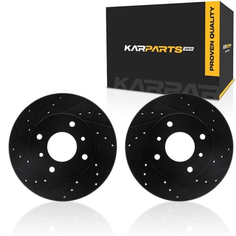 For Nissan 240SX 1996 1997 1998 Rotor Set | Black | Drilled And Slotted
