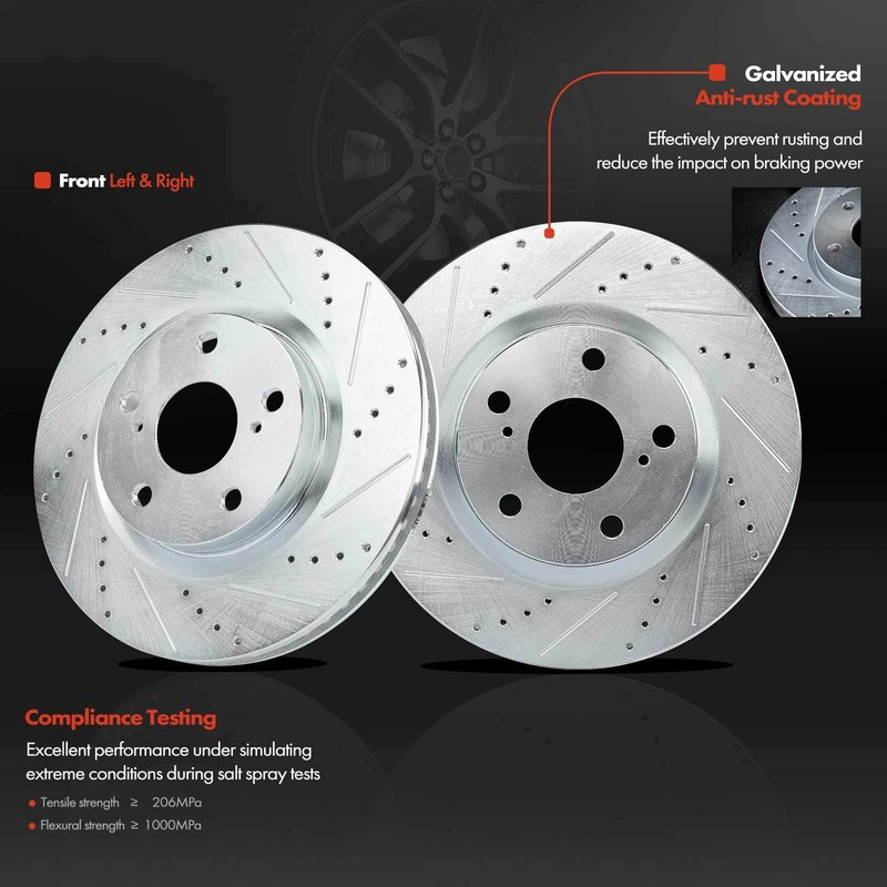 Front Drilled Rotor & Brake Pad for Toyota Camry Avalon 08-18 Lexus ES350 ES300h gallery