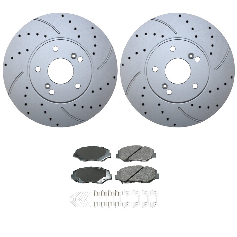 Front Brake Kit 300mm Drilled Rotors Akebono ProACT Ceramic Pads For Accord FWD gallery