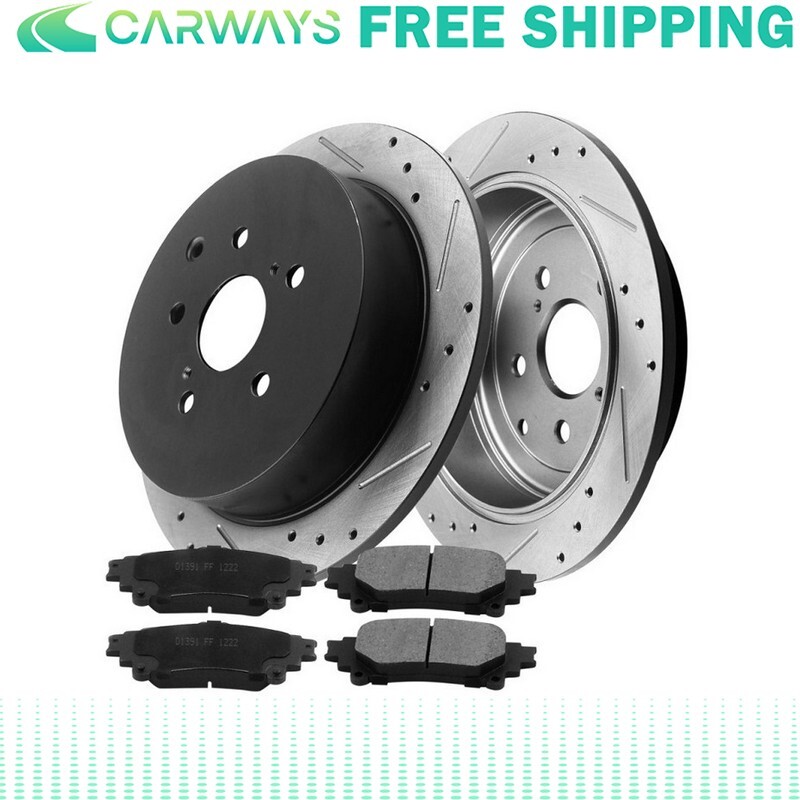 REAR Drilled Rotors + Brake Pads for 10-15 Lexus RX350 14-2019 Toyota Highlander