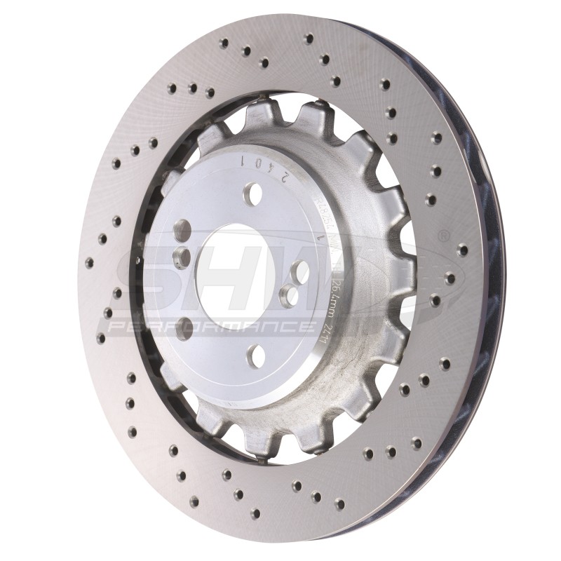 SHW Performance Right Rear Cross-Drilled Brake Rotor for BMW M2 2019-2021 gallery