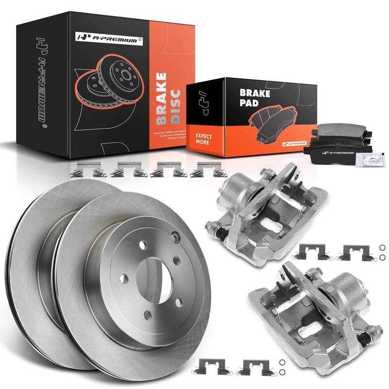 Rear Disc Brake Rotor & Pad + Brake Caliper for Lincoln MKX Ford Edge 2007-2010