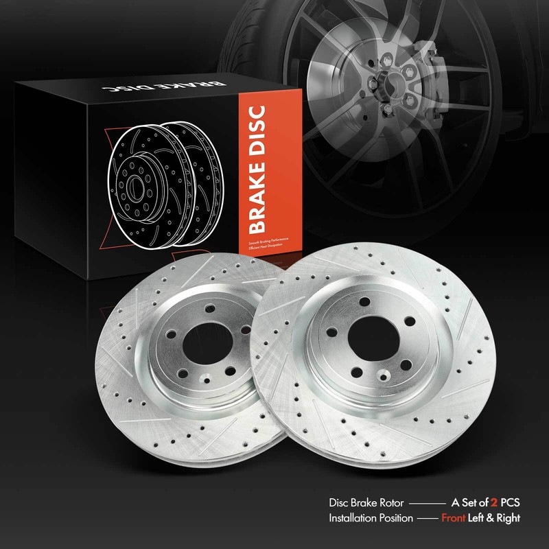 2Pcs Front Side Drilled Brake Rotors for Ford Mustang 2011-2014 V8 3.7L V6 5.0L gallery