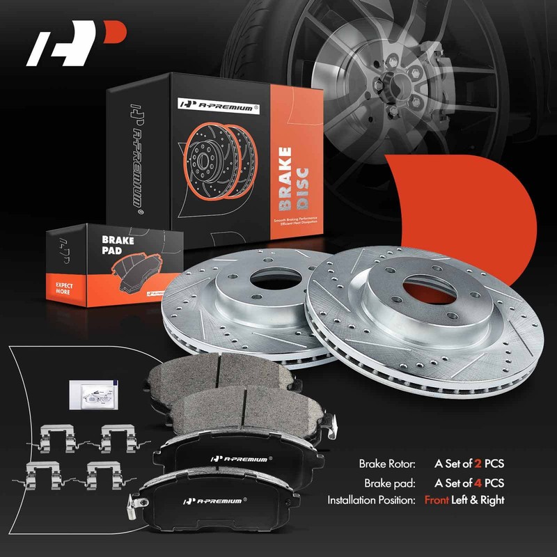 A-Premium Front Side Drilled Brake Rotors & Ceramic Pads for Nissan Altima 07-13 gallery