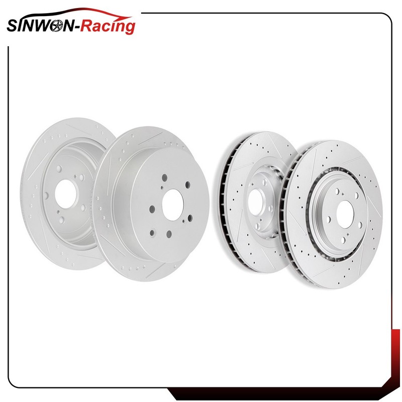 4 pcs Front Rear Brake Discs Rotors For Toyota Highlander 2014-2016 Vented Solid