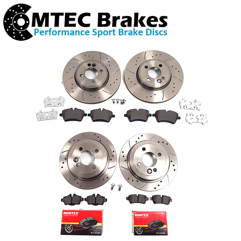 Mini R56 1.6 COOPER S 06-14 front brake discs e Post. Mintex Grooved Drills