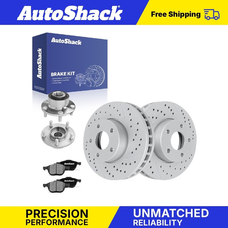 Front Drilled Slotted Brake Rotors Ceramic Pads Hubs for Volvo, S40 2005-2011