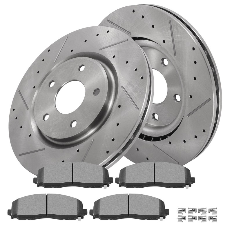Front Drill Brake Rotors Metallic Pads Fits Chrysler For Pacifica 2017 2018 2019