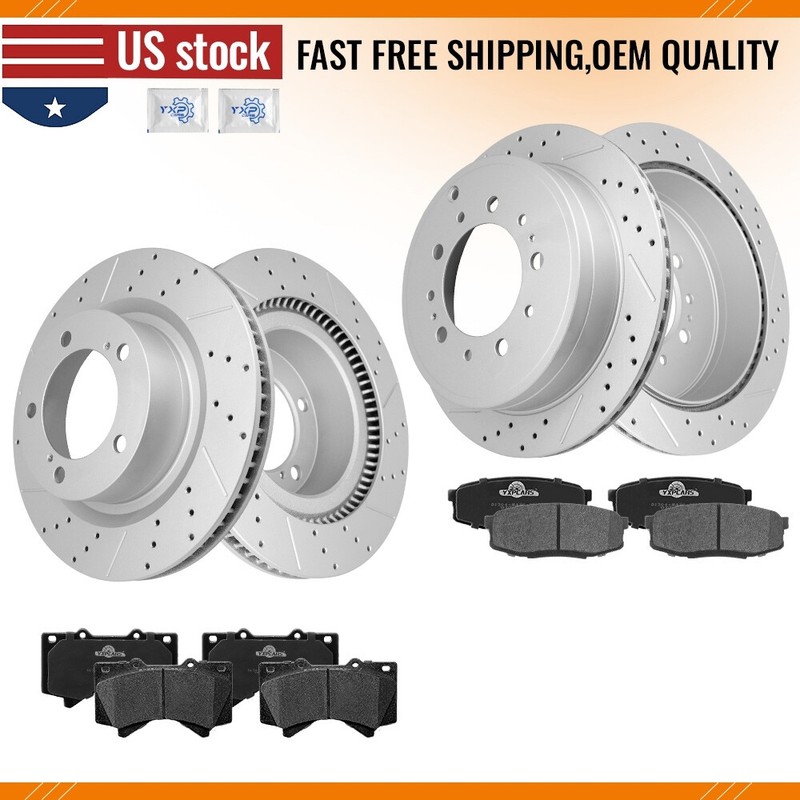 Front Rear Rotors Brake Pad For Toyota Tundra Sequoia Land Cruiser Lexus LX570