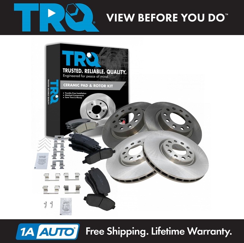 TRQ Front & Rear Premium Posi Ceramic Disc Brake Pad & Rotor Kit for Dodge Dart