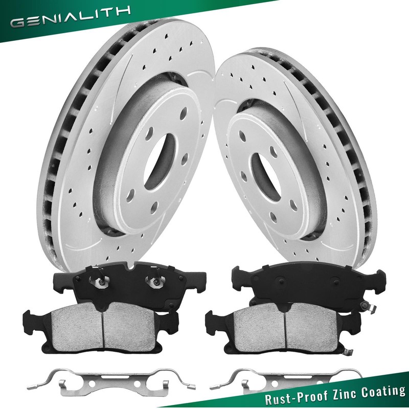 Front Drilled Rotor + Brake Pad for 2011-2018 Jeep Grand Cherokee Dodge Durango