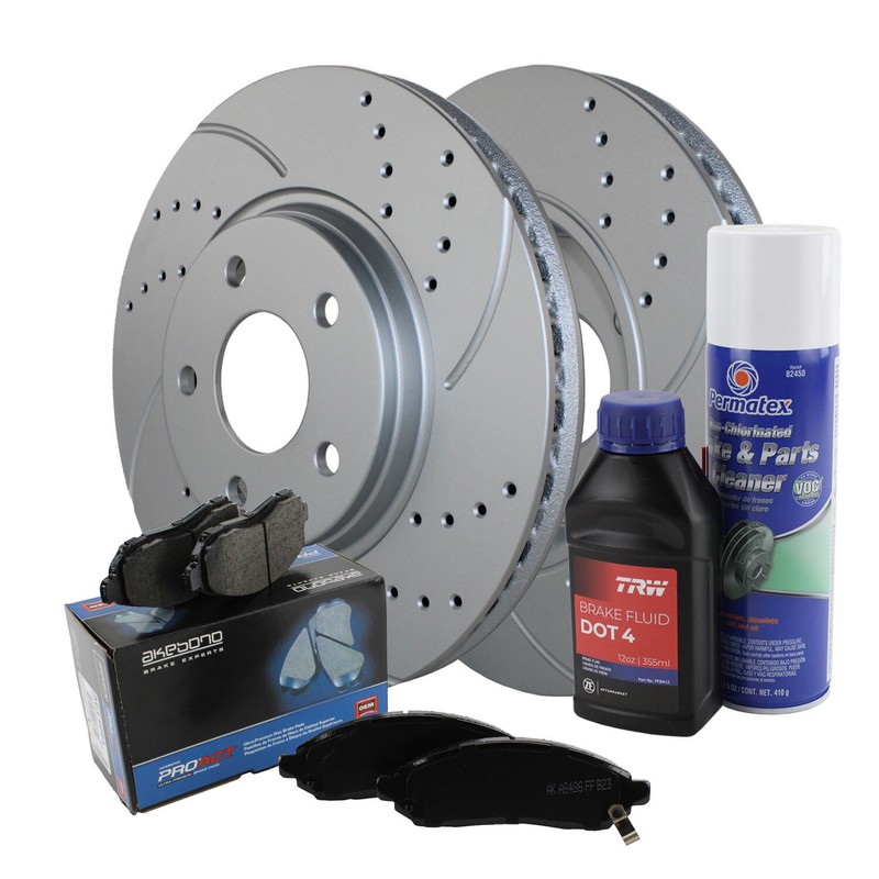 Front Brake Kit 296mm Drilled Rotors Akebono Ceramic Pads For HHR Malibu G6 Ion
