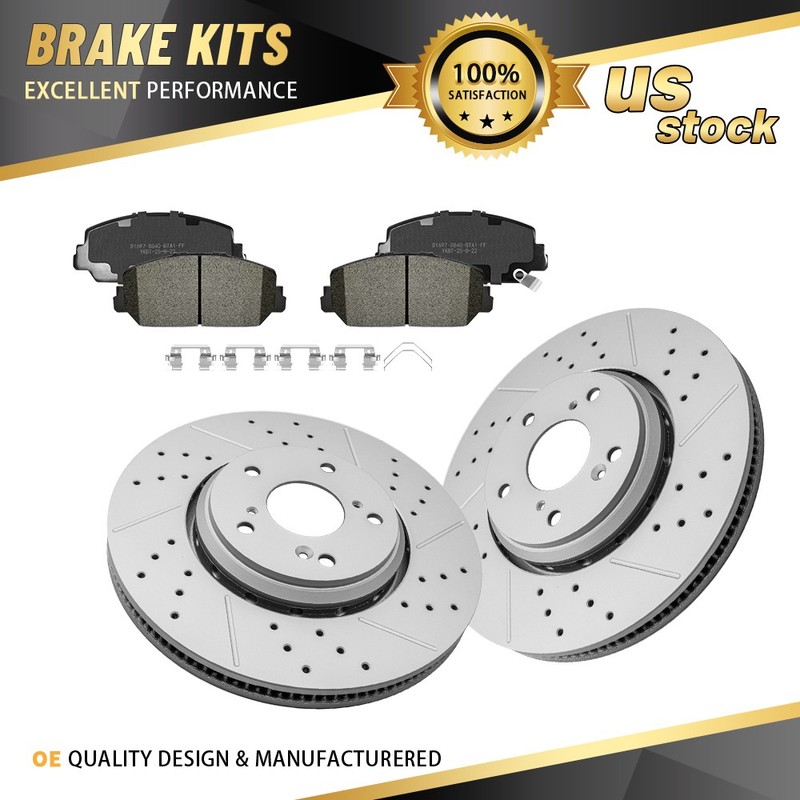Front Drilled and Slotted Brake Rotors Brake Pads Set for Accord Sport Touring