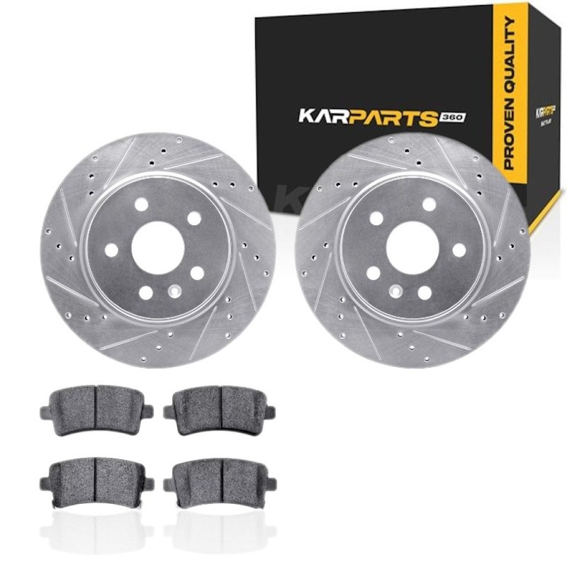 For Buick Allure 2010 Rotor Set | Silver | Drilled And Slotted Rotor Style