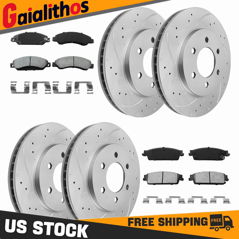 Front Rear Drilled Rotors Brake Pads for 2007 Chevrolet Suburban 1500 Tahoe