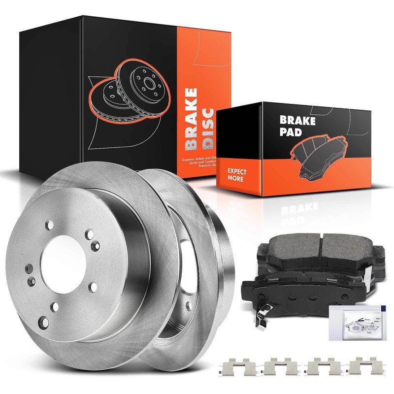 Disc Brake Rotor and Ceramic Brake Pads for Hyundai Santa Fe Tucson Kia 4WD Rear