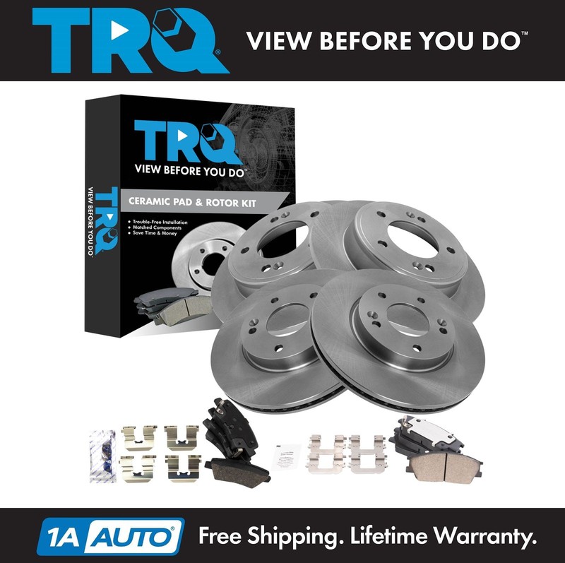TRQ Front & Rear Brake Pad & Rotor Kit Ceramic Fits 2020-2022 Kia Soul