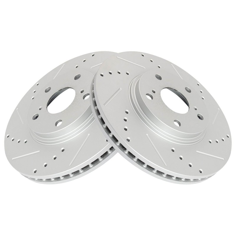 Front Performance Drilled Slotted Coated Brake Rotor & Posi Ceramic Pad Kit New gallery