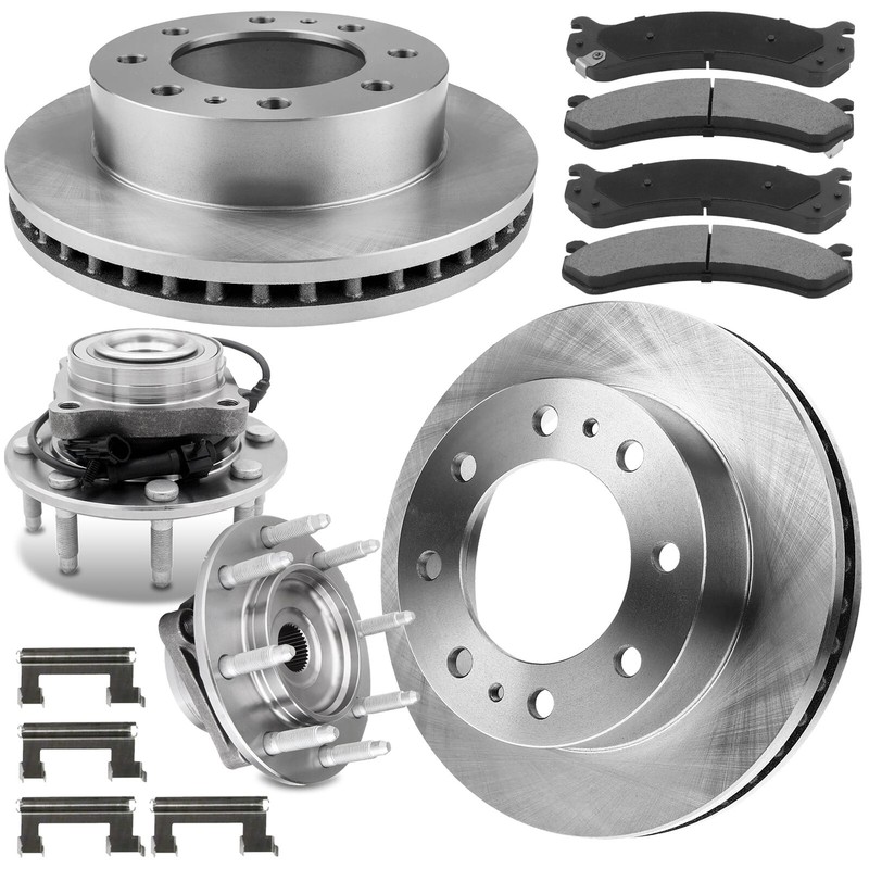 Front Disc Brake Rotors & Ceramic Pad + Wheel Hub Bearing for GMC Sierra 2500 HD gallery