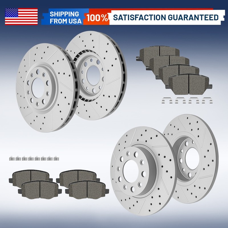 Front Rear Drilled Rotors And Ceramic Pads for Jeep Renegade Compass Fiat 500X