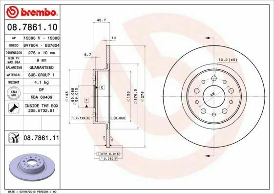 PAIR OF BRAKE DISCS BREMBO POST FOR ALFA ROMEO 147 (937) 3.2 GTA